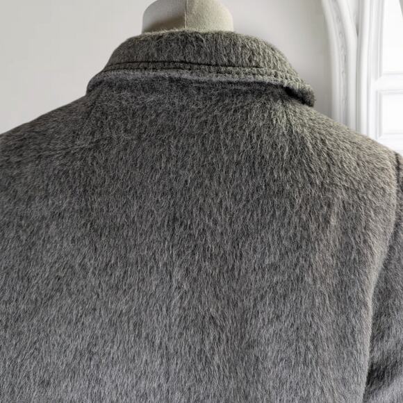 Vintage Dutch Llama Mohair Coat Size L Gray Mid Length Overcoat Pockets - Picture 10 of 16